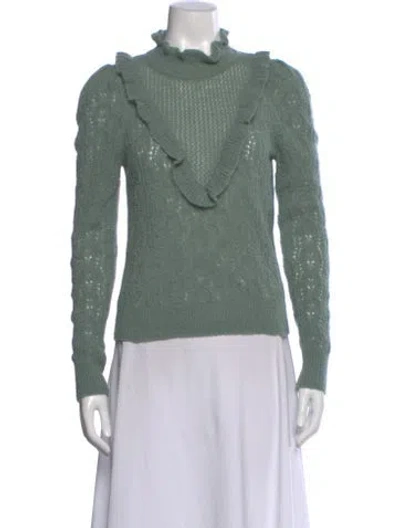 Pre-owned Veronica Beard Baby Alpaca Cowl Neck Sweater In Green