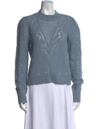 Pre-owned Veronica Beard Baby Alpaca Mock Neck Sweater In Blue