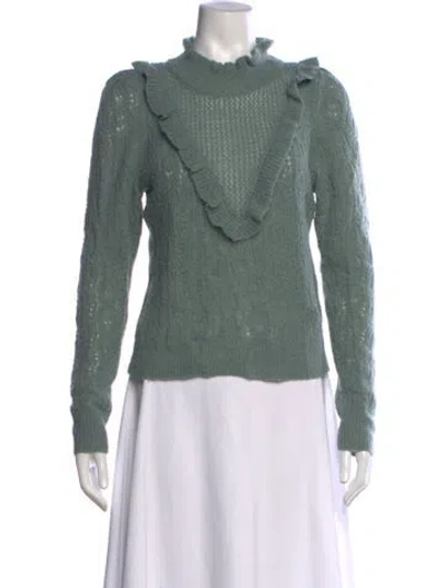 Pre-owned Veronica Beard Baby Alpaca Mock Neck Sweater In Blue