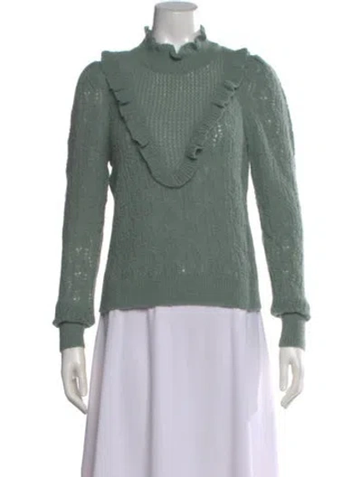 Pre-owned Veronica Beard Baby Alpaca Mock Neck Sweater In Green