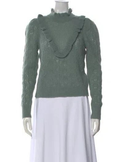 Pre-owned Veronica Beard Baby Alpaca Mock Neck Sweater In Green