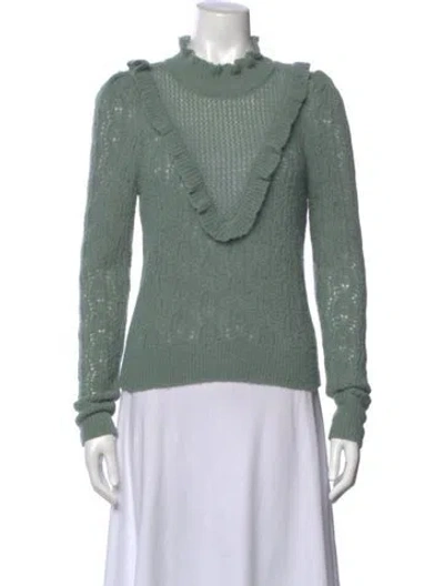 Pre-owned Veronica Beard Baby Alpaca Mock Neck Sweater In Green