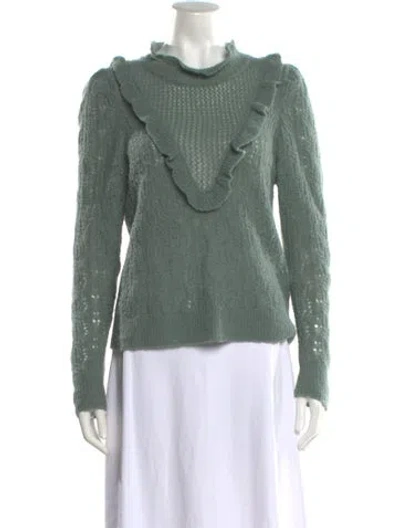 Pre-owned Veronica Beard Baby Alpaca Mock Neck Sweater In Green