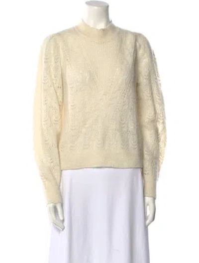 Pre-owned Veronica Beard Baby Alpaca Mock Neck Sweater In Neutral