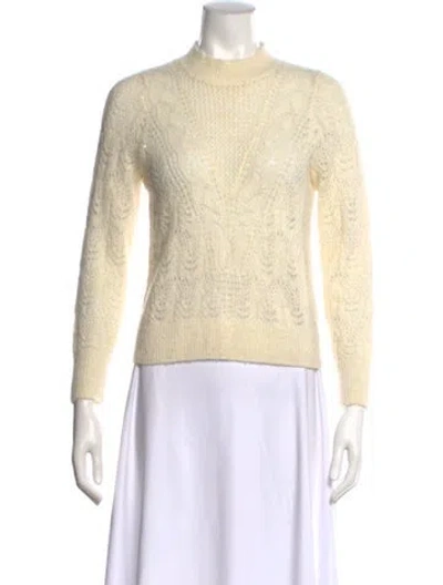 Pre-owned Veronica Beard Baby Alpaca Mock Neck Sweater In Neutral