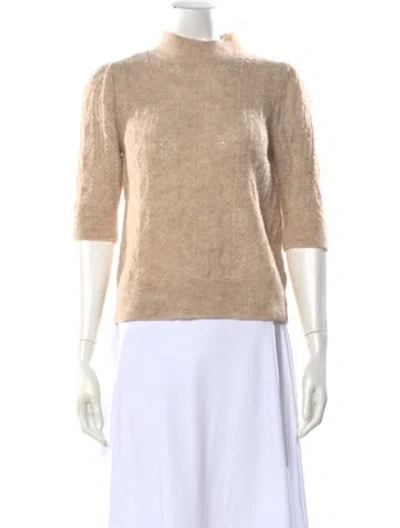 Pre-owned Veronica Beard Baby Alpaca Mock Neck Sweater In Neutral