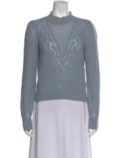 Pre-owned Veronica Beard Baby Alpaca Patterned Sweater In Blue