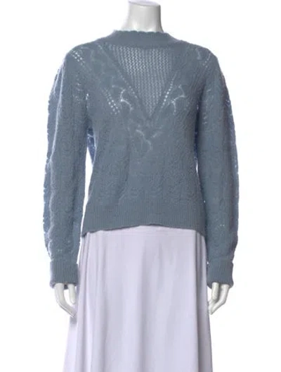 Pre-owned Veronica Beard Baby Alpaca Patterned Sweater In Blue