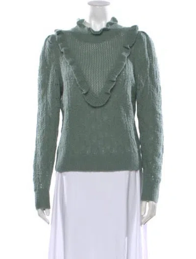 Pre-owned Veronica Beard Baby Alpaca Patterned Sweater In Green