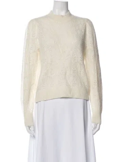 Pre-owned Veronica Beard Baby Alpaca Patterned Sweater In White