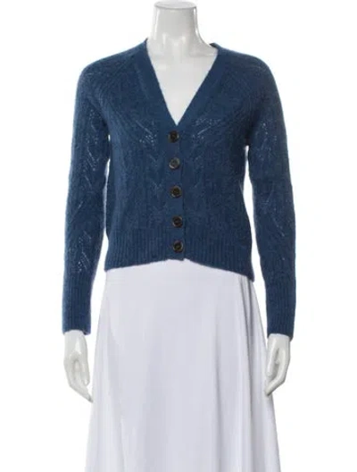 Pre-owned Veronica Beard Baby Alpaca V-neck Sweater In Blue