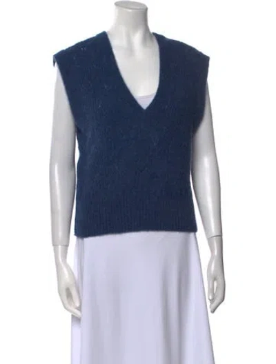 Pre-owned Veronica Beard Baby Alpaca V-neck Sweater In Blue