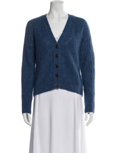 Pre-owned Veronica Beard Baby Alpaca V-neck Sweater In Blue