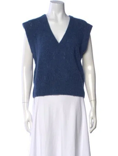 Pre-owned Veronica Beard Baby Alpaca V-neck Sweater In Blue
