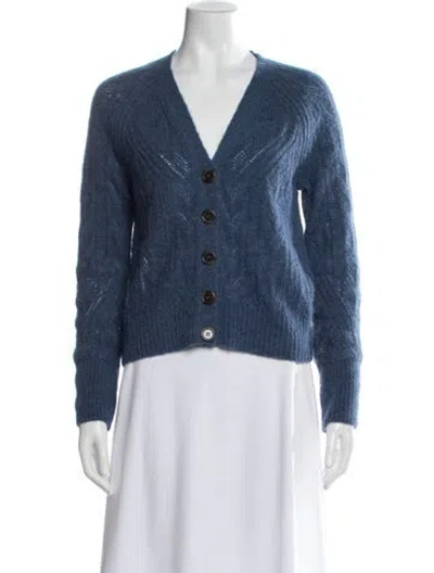 Pre-owned Veronica Beard Baby Alpaca V-neck Sweater In Blue
