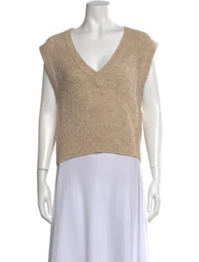 Pre-owned Veronica Beard Baby Alpaca V-neck Sweater In Neutral