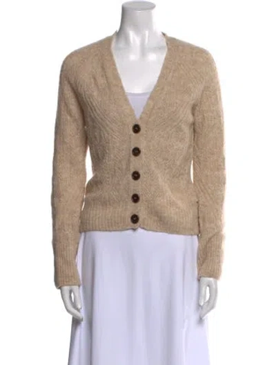 Pre-owned Veronica Beard Baby Alpaca V-neck Sweater In Neutral