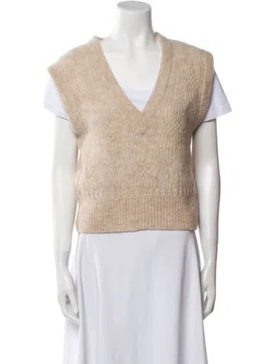 Pre-owned Veronica Beard Baby Alpaca V-neck Sweater In Neutral