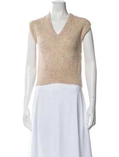 Pre-owned Veronica Beard Baby Alpaca V-neck Sweater In Neutral