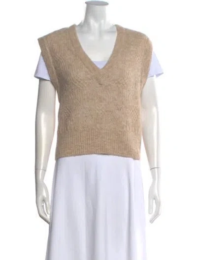 Pre-owned Veronica Beard Baby Alpaca V-neck Sweater In Neutrals