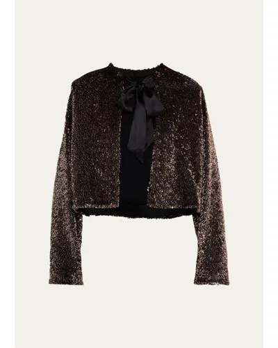 Veronica Beard Bancroff Embellished Tie-neck Jacket In Brown
