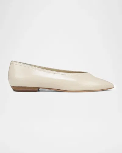 Veronica Beard Bancroft Leather Ballerina Flats In Limestone