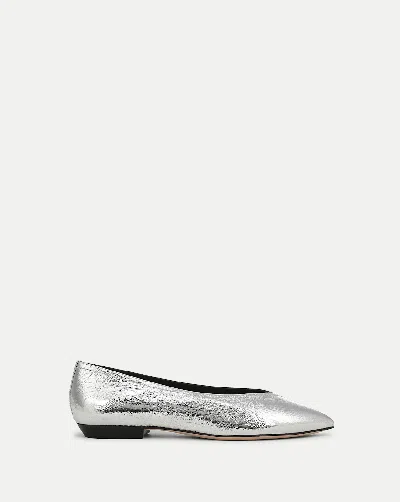 Veronica Beard Bancroft Metallic Flat In Silver