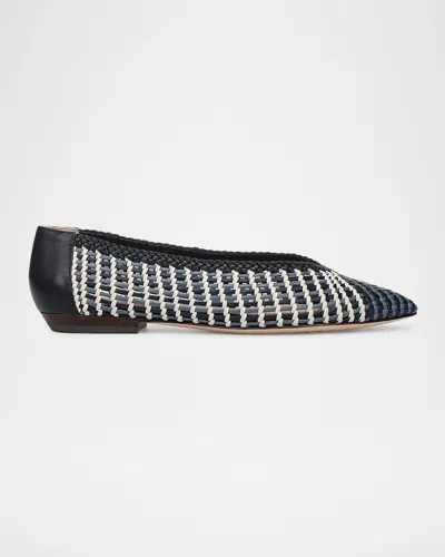 Veronica Beard Bancroft Woven Leather Ballerina Flats In Blue Multi