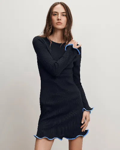 Veronica Beard Baranova Ruffle-trim Mini Dress In Blue