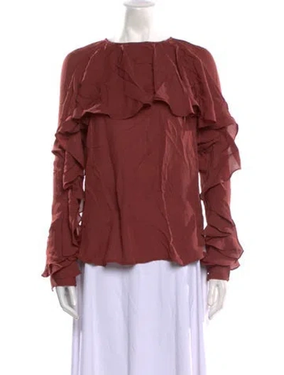 Pre-owned Veronica Beard Bateau Neckline Long Sleeve Blouse In Pink