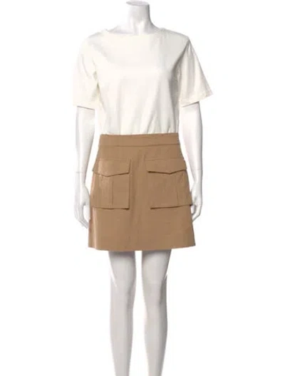 Pre-owned Veronica Beard Bateau Neckline Mini Dress In Neutral