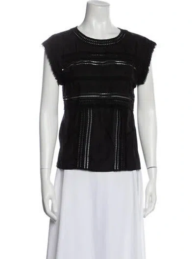 Pre-owned Veronica Beard Bateau Neckline Short Sleeve Blouse In Black