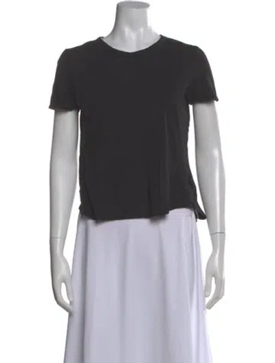 Pre-owned Veronica Beard Bateau Neckline Short Sleeve Crop Top In Black
