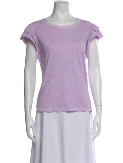 Pre-owned Veronica Beard Bateau Neckline Short Sleeve T-shirt In Purple