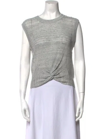 Pre-owned Veronica Beard Bateau Neckline Sleeveless Crop Top In Gray