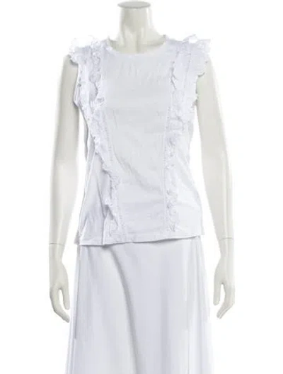 Pre-owned Veronica Beard Bateau Neckline Sleeveless Top In White