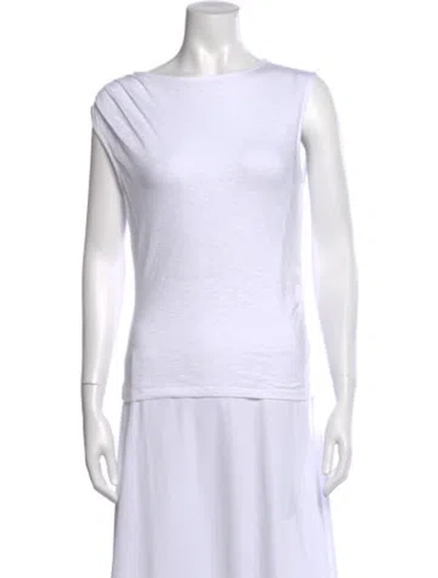 Pre-owned Veronica Beard Bateau Neckline Sleeveless Top In White