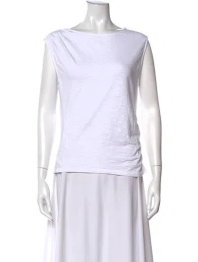 Pre-owned Veronica Beard Bateau Neckline Sleeveless Top In White