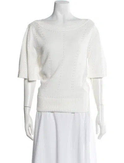 Pre-owned Veronica Beard Bateau Neckline Sweater W/ Tags In White