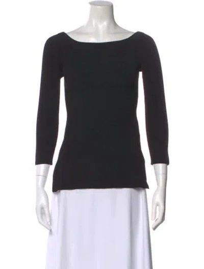 Pre-owned Veronica Beard Bateau Neckline Three-quarter Sleeve Top In Black