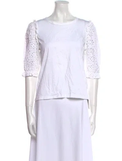 Pre-owned Veronica Beard Bateau Neckline Three-quarter Sleeve Top In White
