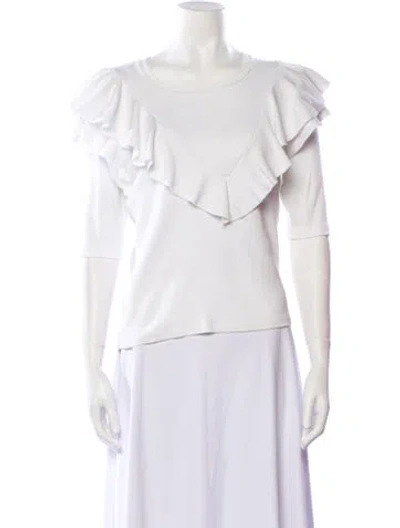 Pre-owned Veronica Beard Bateau Neckline Three-quarter Sleeve Top In White