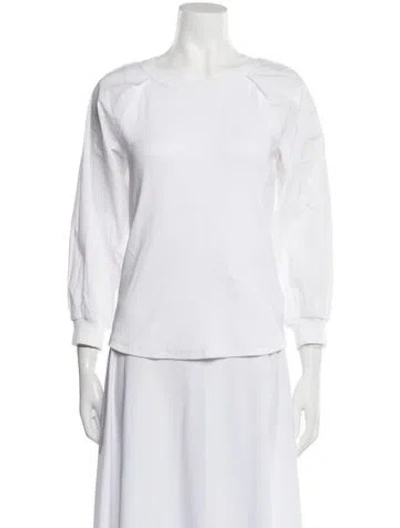 Pre-owned Veronica Beard Bateau Neckline Three-quarter Sleeve Top In White