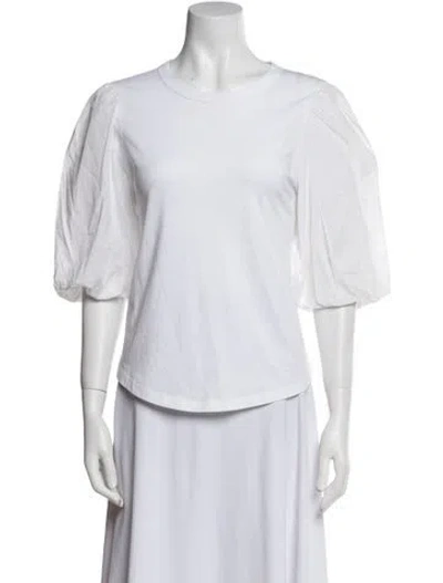 Pre-owned Veronica Beard Bateau Neckline Three-quarter Sleeve T-shirt In White