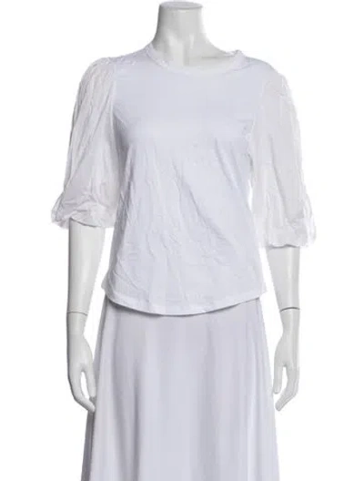 Pre-owned Veronica Beard Bateau Neckline Three-quarter Sleeve T-shirt In White