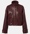 Veronica Beard Bateman Cropped Leather Jacket In Burgundy