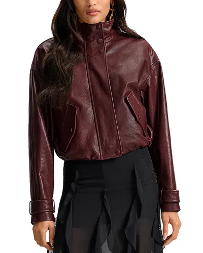 Veronica Beard Bateman Leather Jacket In Purple