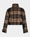 Veronica Beard Bateman Plaid Wool Blend Jacket In Brown