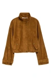 Veronica Beard Bateman Cropped Suede Jacket In Brown