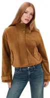 Veronica Beard Bateman Cropped Suede Jacket In Brown